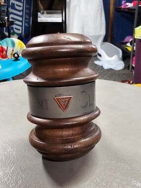 Vintage Wooden President Club Gavel With Metal Band